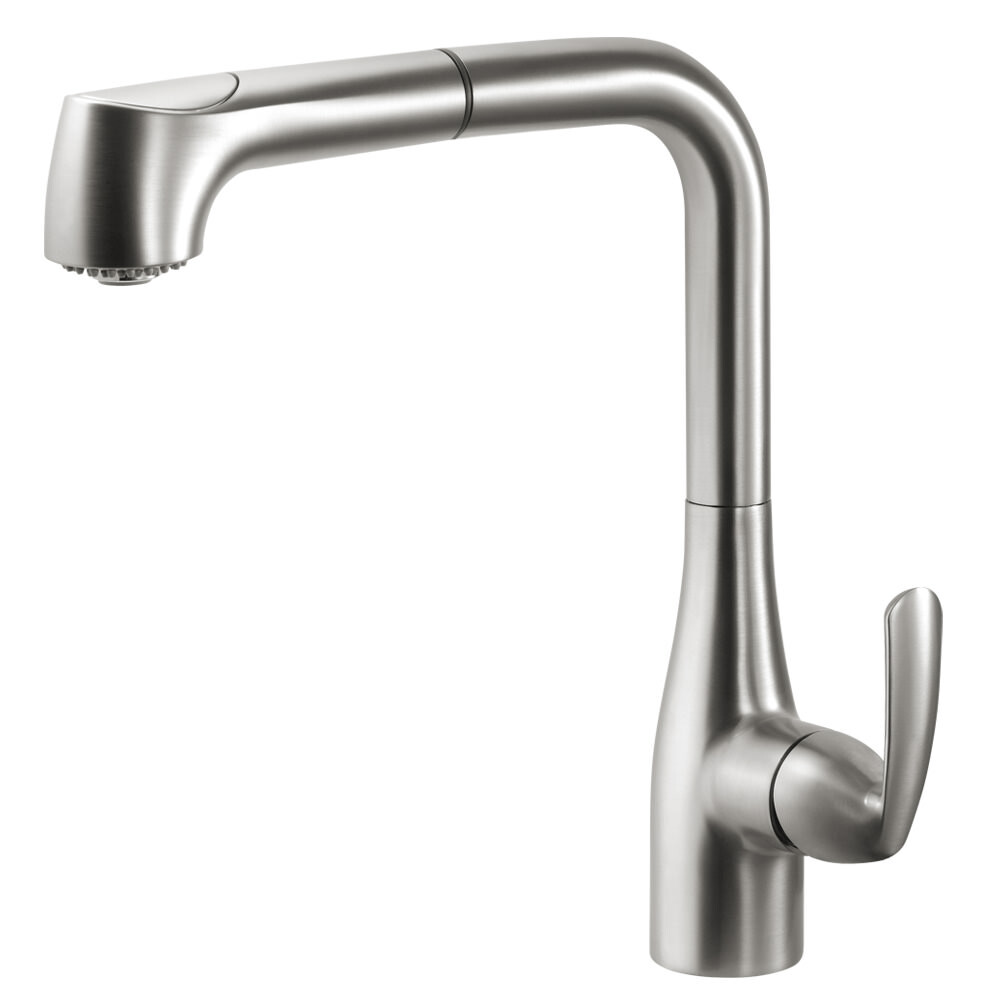 

Выдвижной кухонный смеситель Houzer Cora с технологией CeraDox, brushed nickel