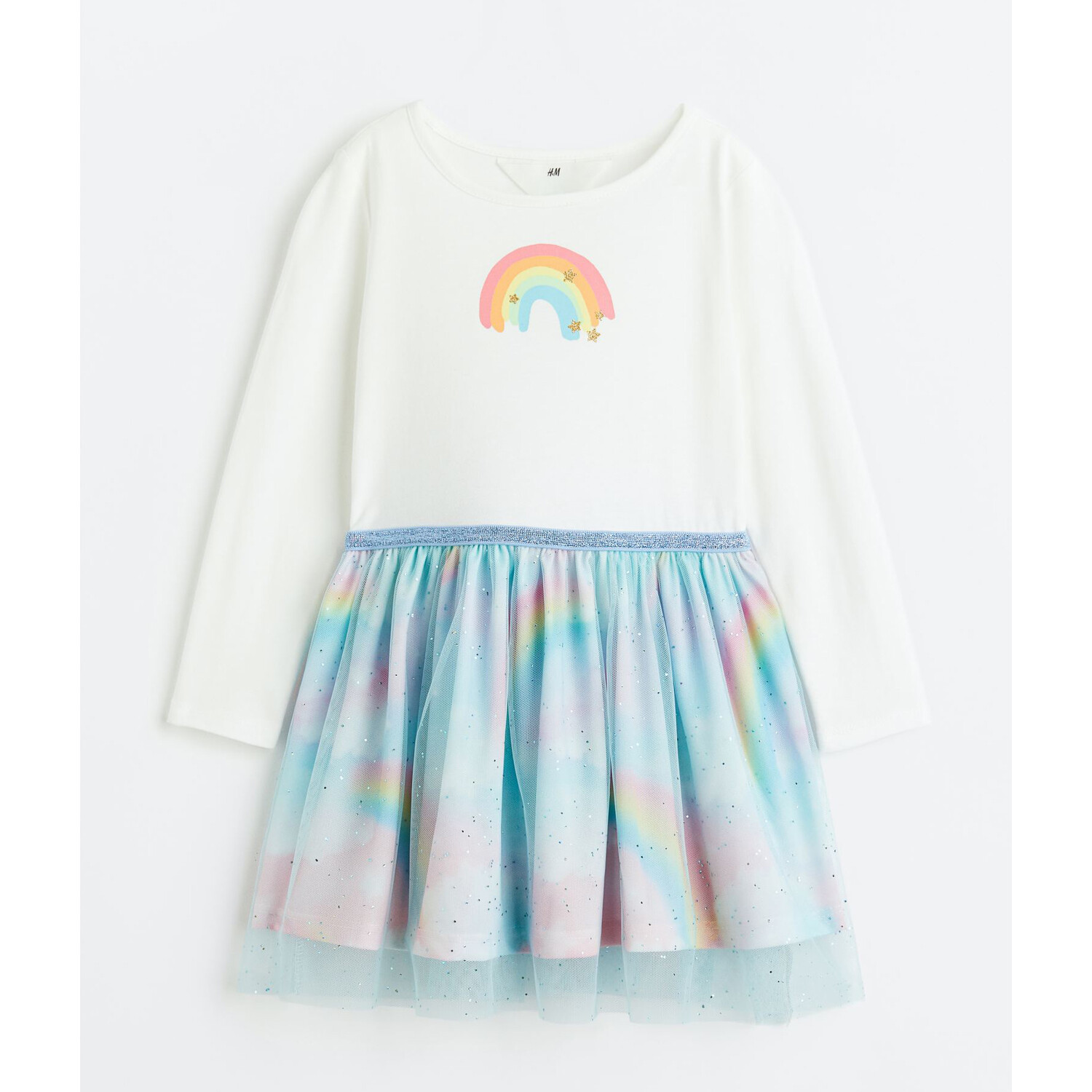 

Трикотажное платье с тюлевой юбкой H&M Rainbows, белый