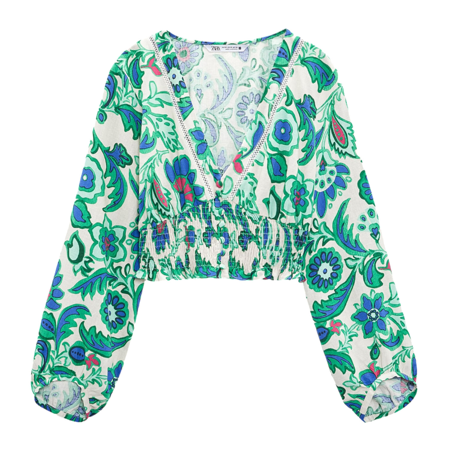 

Рубашка Zara Cropped Floral Print, мультиколор
