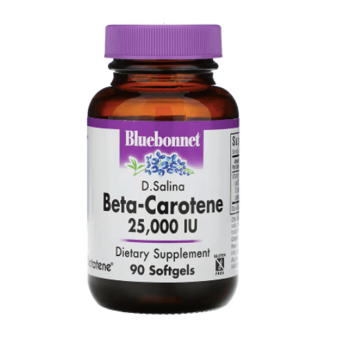 Натуральный бета-каротин 25000 МЕ 90 капсул Bluebonnet Nutrition bluebonnet nutrition бета каротин ce и селен 120 растительных капсул