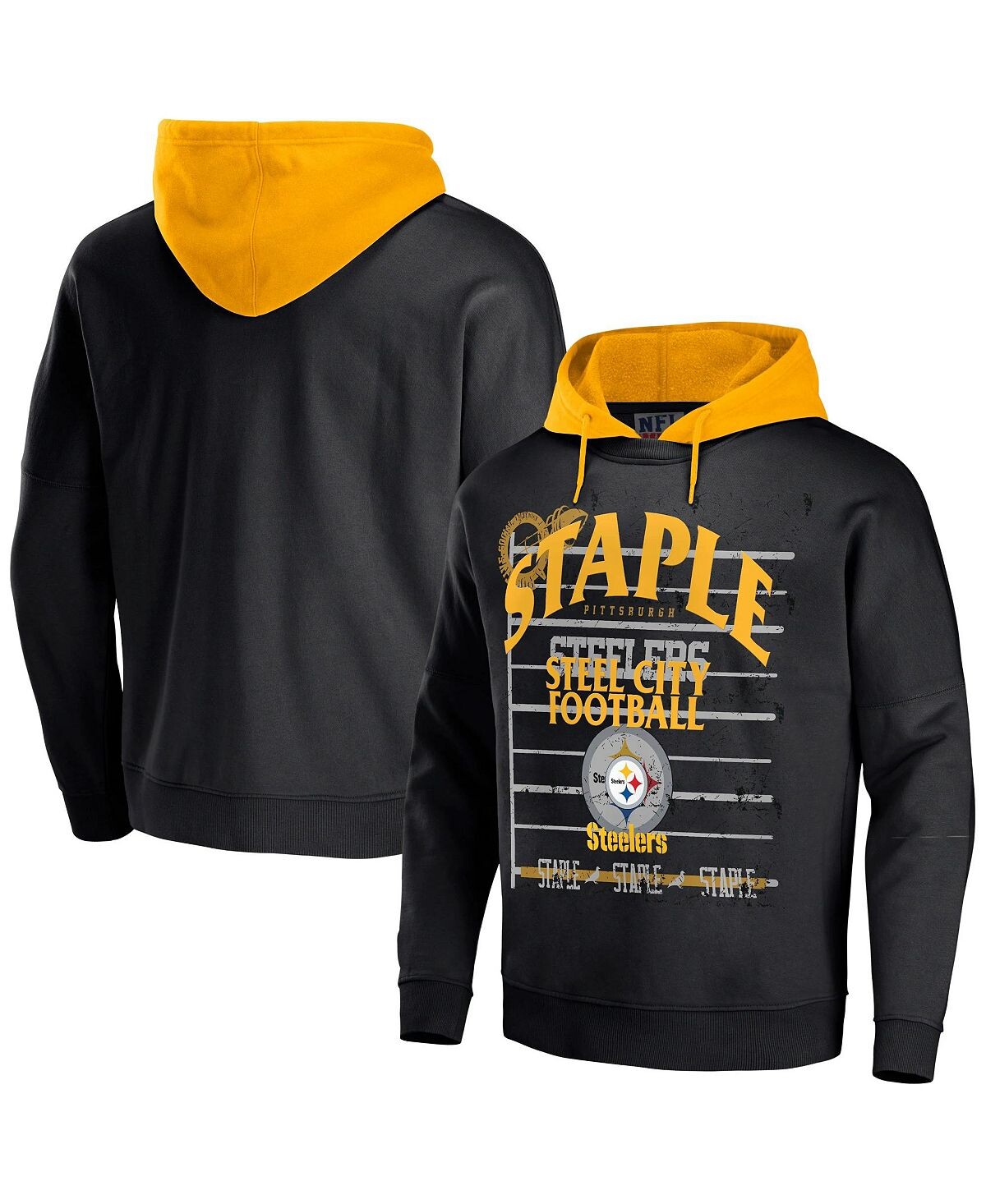 

Мужская футболка nfl x staple черного и желтого цвета pittsburgh steelers oversized gridiron vintage-like wash pullover hoodie NFL Properties, мульти