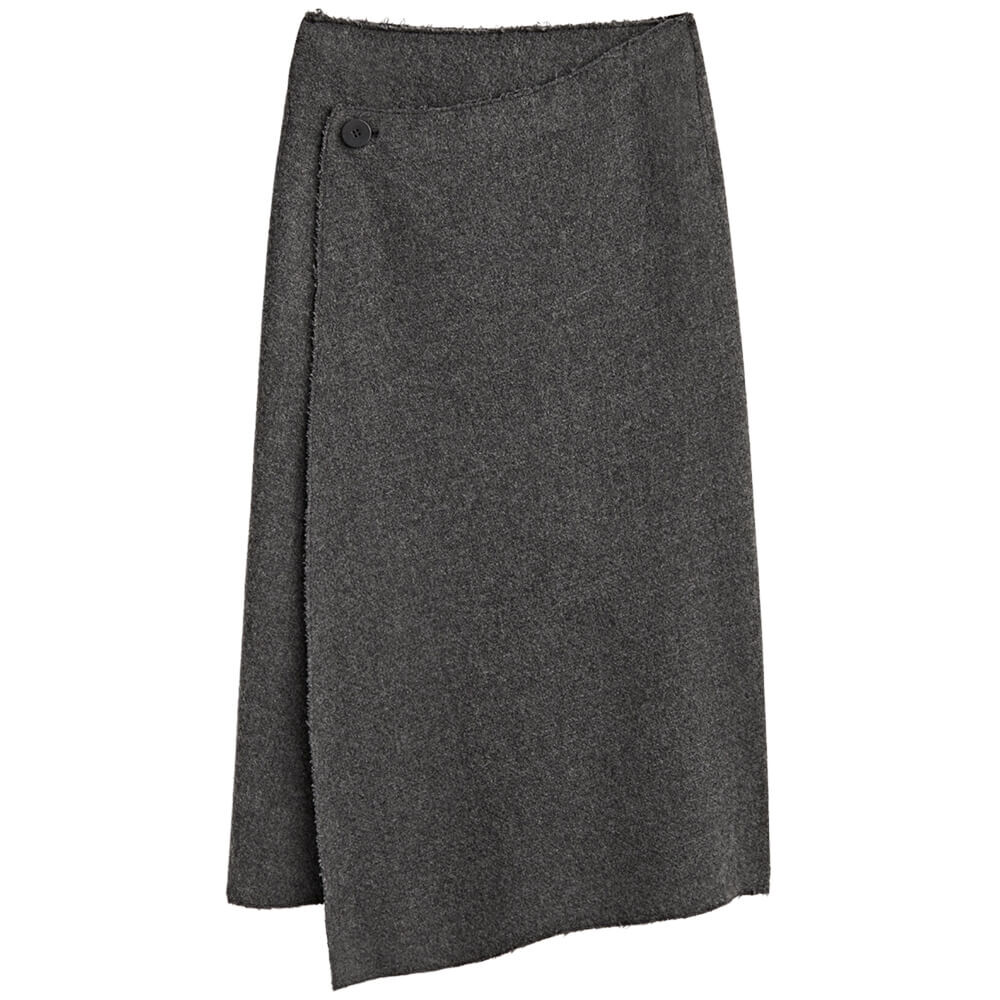

Юбка Massimo Dutti Asymmetric Wool Blend Midi, серый