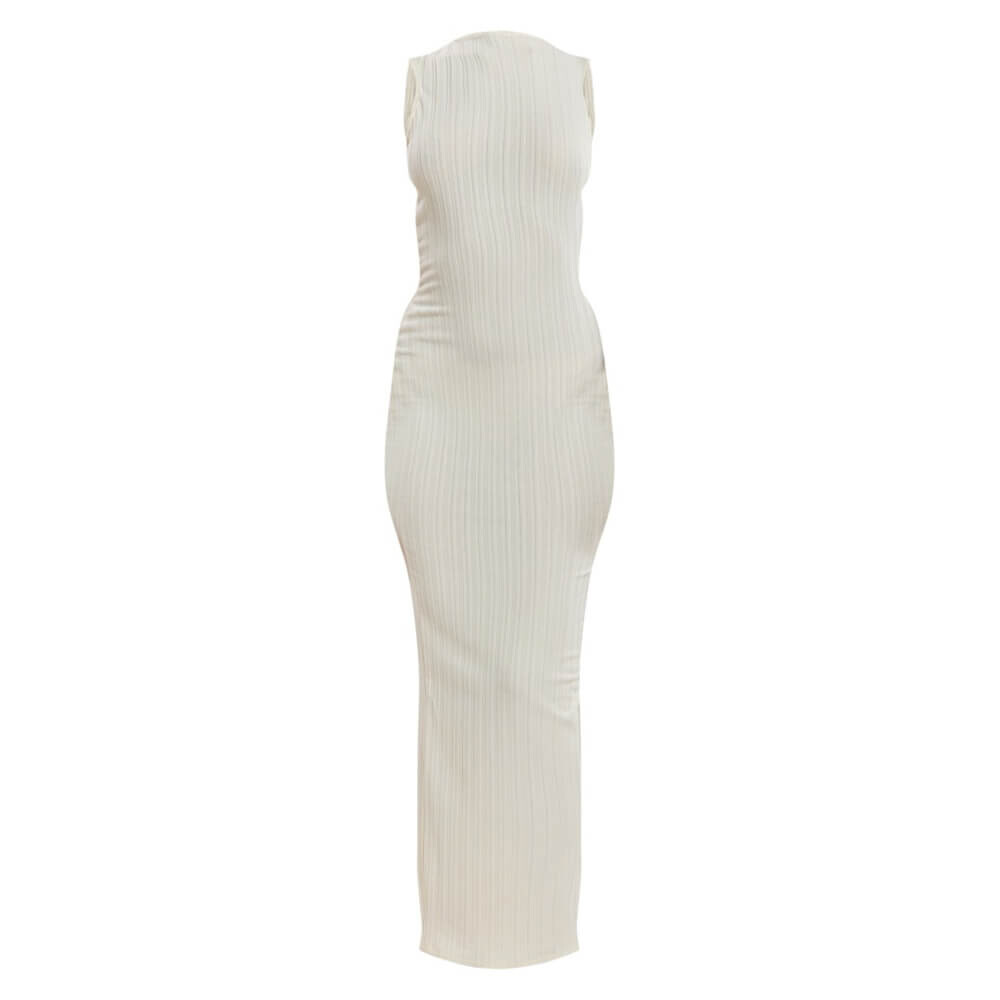 

Платье PrettyLittleThing Wide Ribbed Racer Neck Midaxi, кремовый