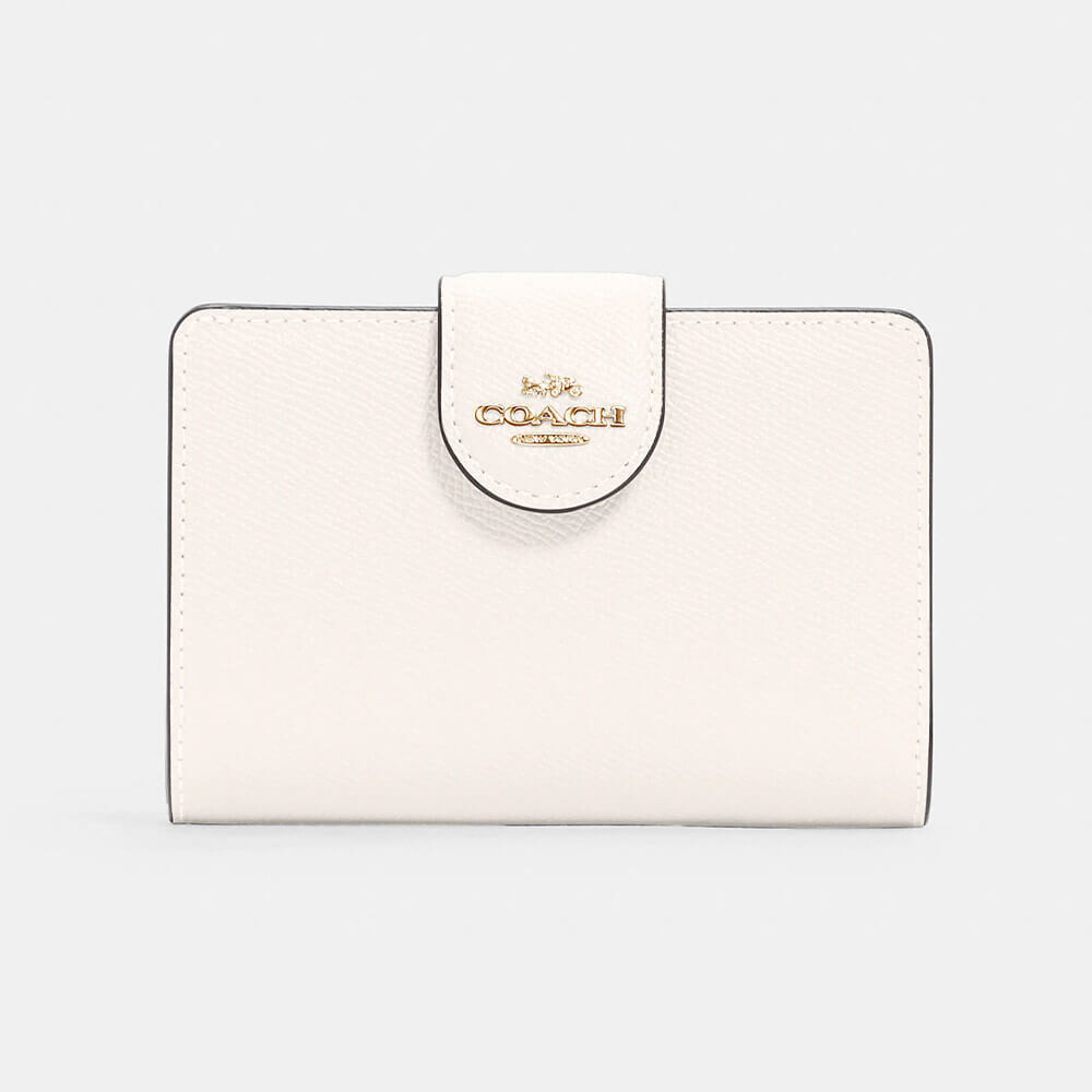 

Кошелёк Coach Medium Corner Zip Wallet, белый глянцевый