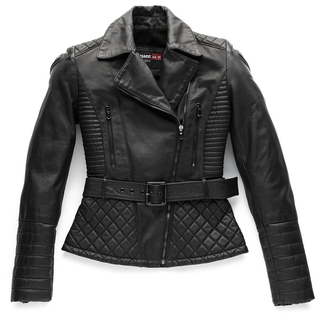 

Женская мотоциклетная кожаная куртка Blauer Trinity Black с мягкими локтями, черный