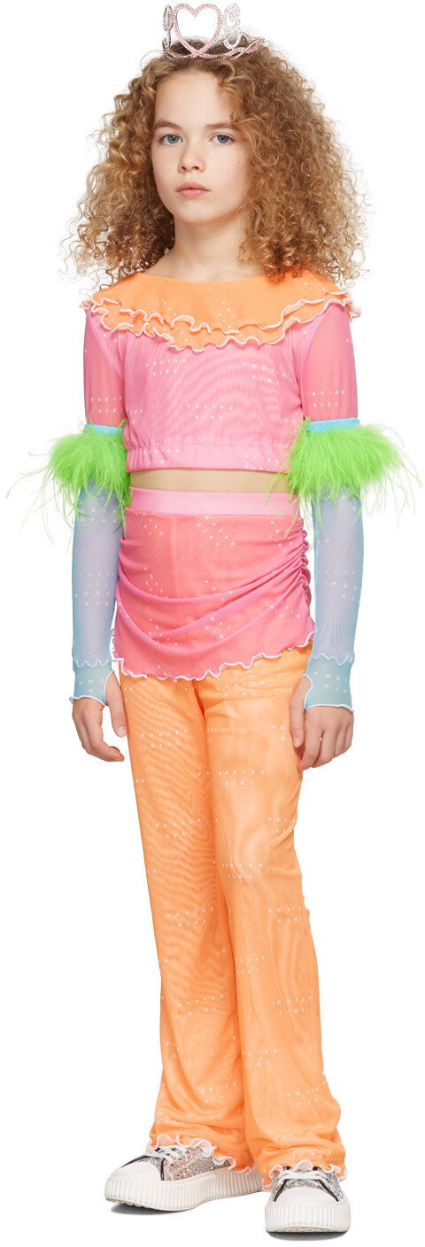 

SSENSE Exclusive Kids Оранжевые и розовые брюки Elenora Poster Girl