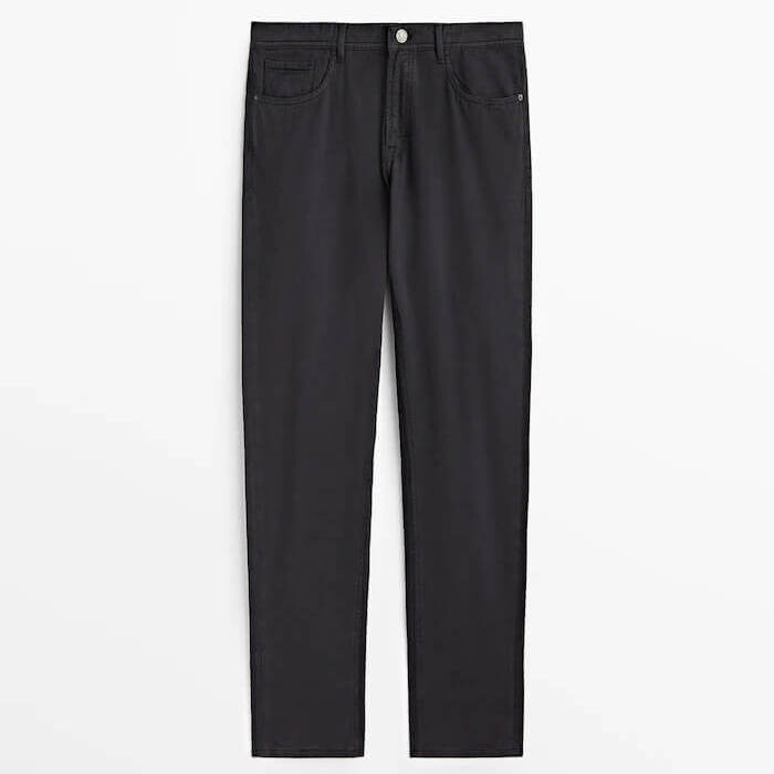 

Брюки Massimo Dutti Tapered-Fit Denim-Effect, темно-синий