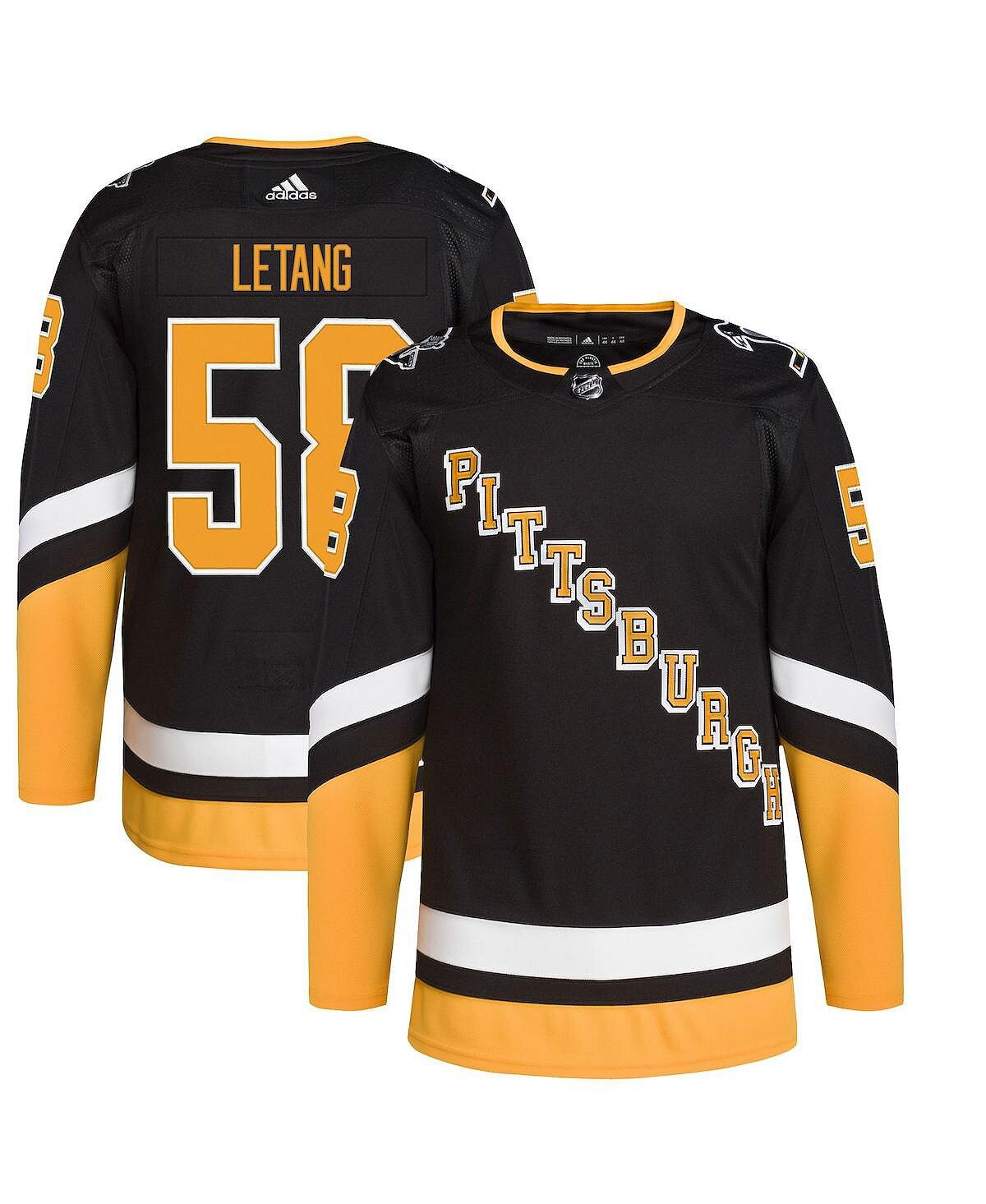 

Мужская футболка kris letang black pittsburgh penguins 2021/22 alternate primegreen authentic pro player adidas, черный