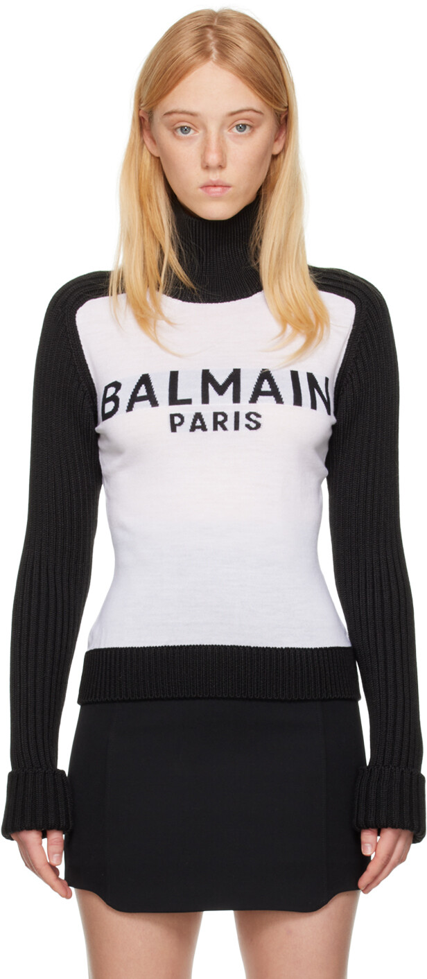 

Черно-белая водолазка со вставками Balmain