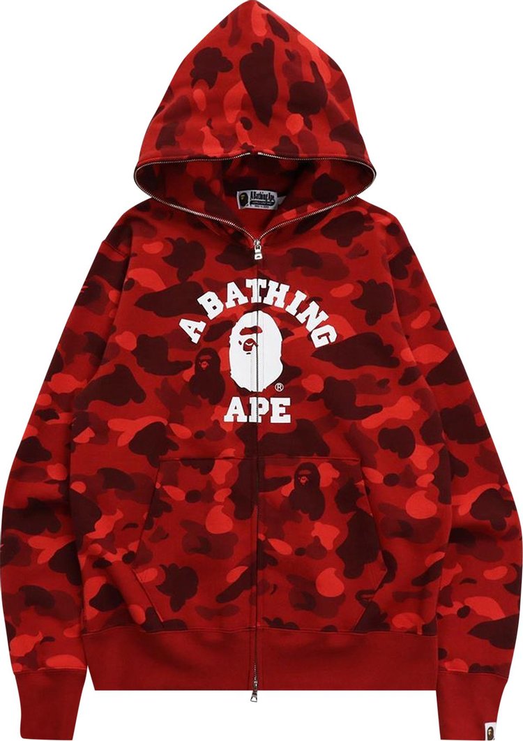 Худи BAPE Color Camo College Full Zip Hoodie Red, красный – заказать  из-за границы с доставкой в «CDEK.Shopping»