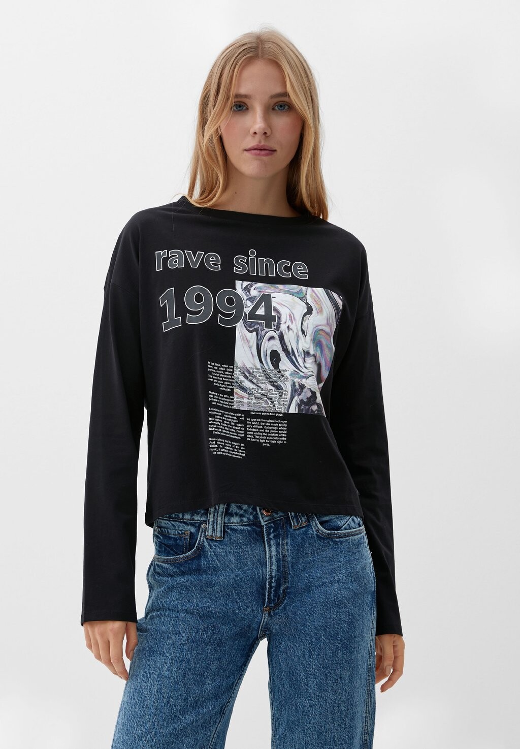 

Рубашка с длинным рукавом LONGSLEEVE MIT FRONTPRINT QS, цвет schwarz