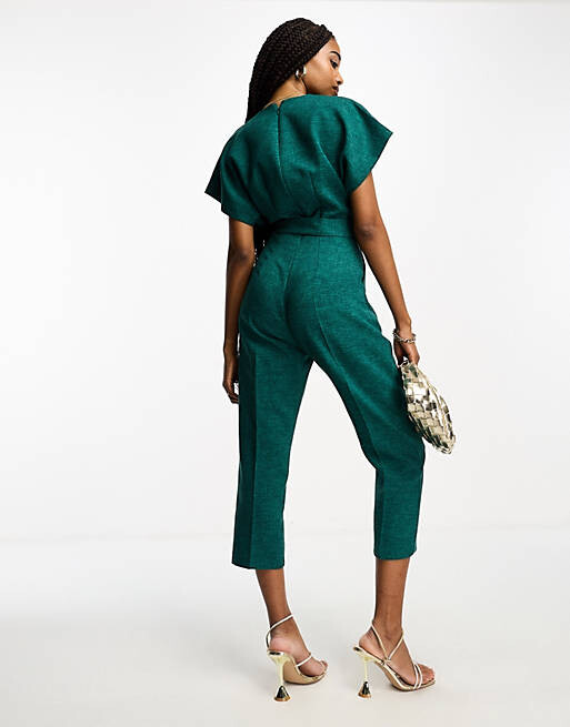 

Изумрудный комбинезон-кимоно с завязкой на талии Closet London Tall