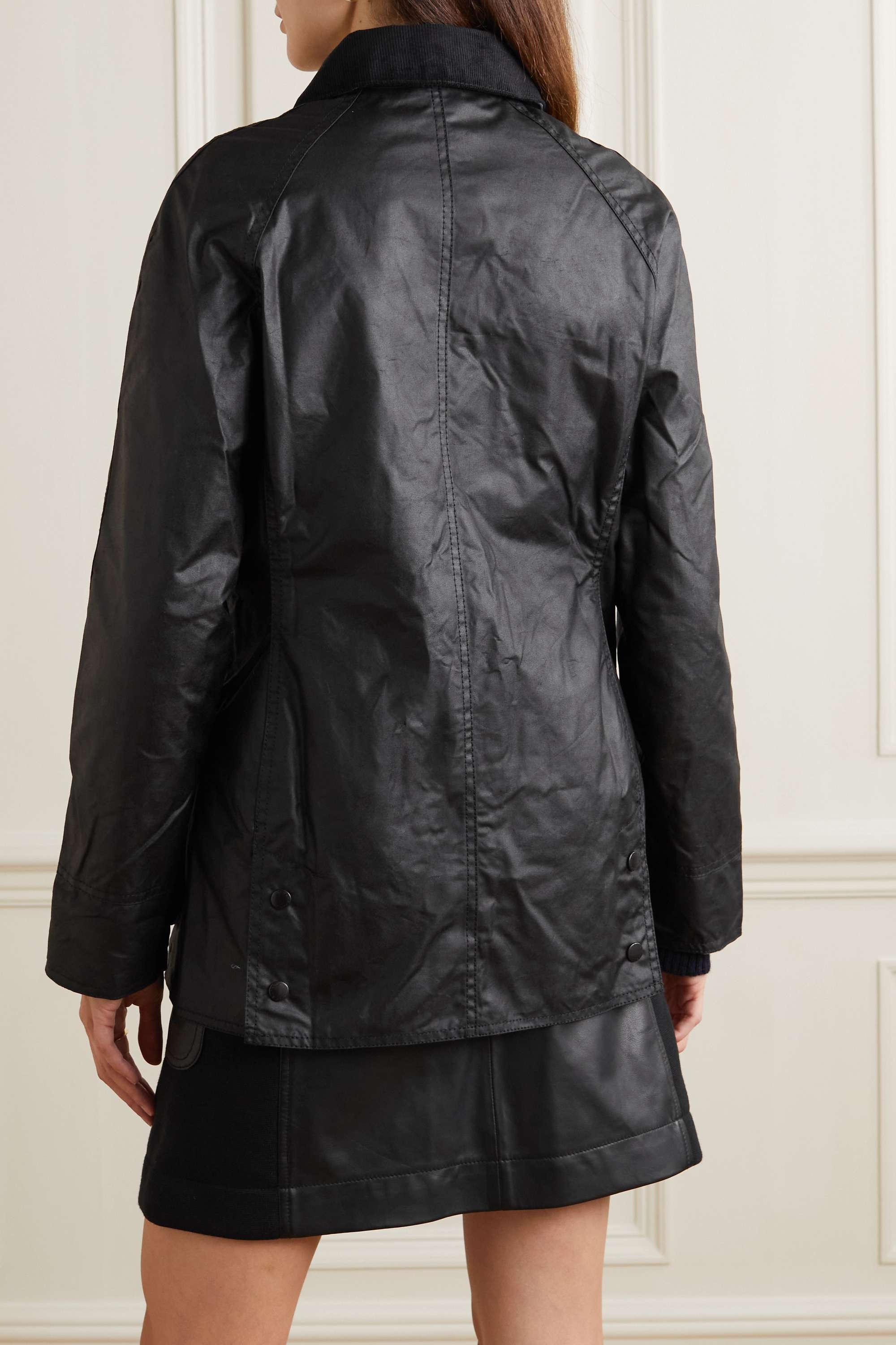 BARBOUR куртка Beadnell из вощеного хлопка с вельветовой отделкой, черный