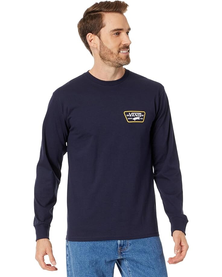 

Футболка Vans Full Patch Back Long Sleeve T-Shirt, цвет Navy/Samoan Sun