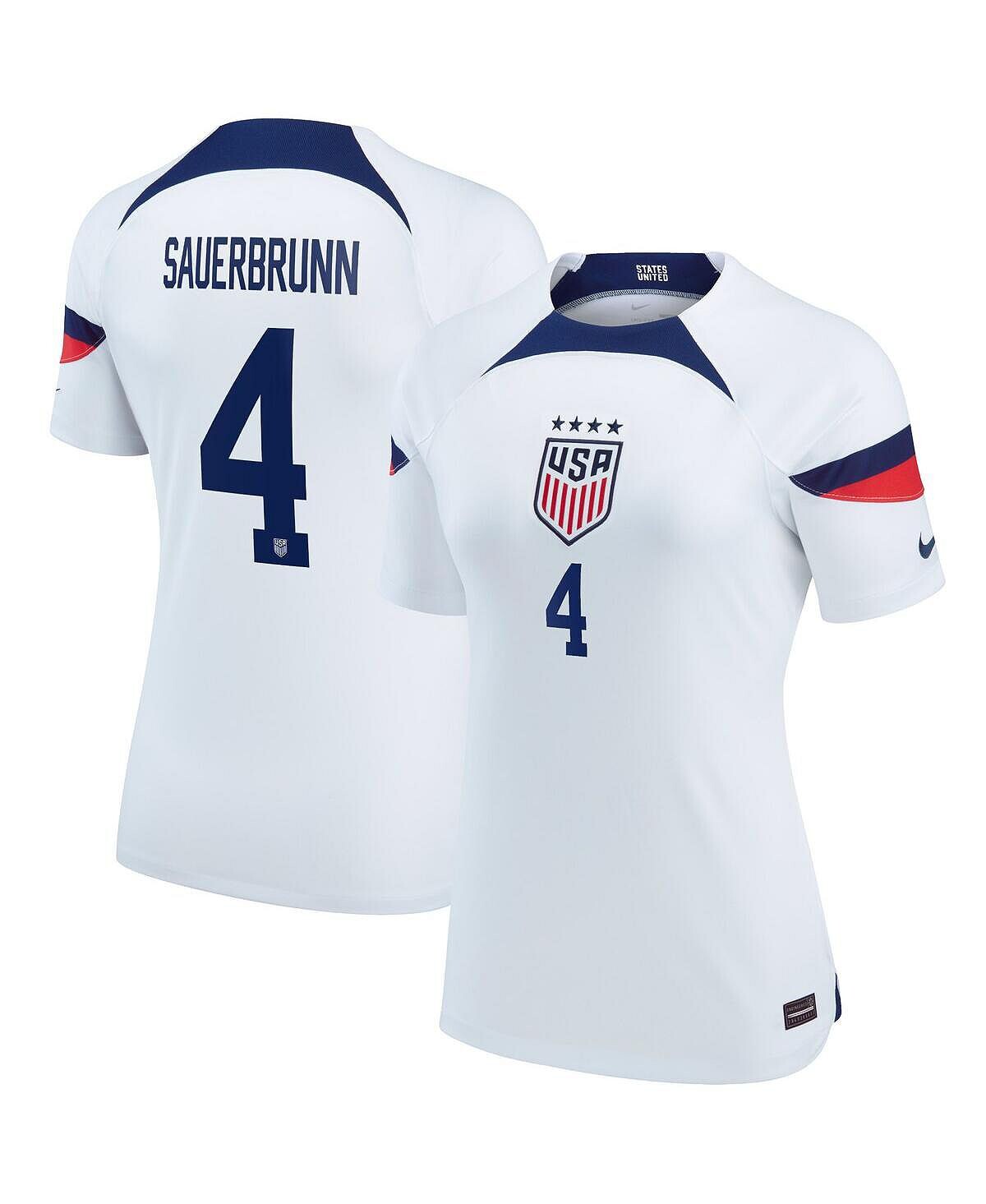 Женская футболка becky sauerbrunn white uswnt 2022/23 home breathe stadium replica player jersey Nike, белый