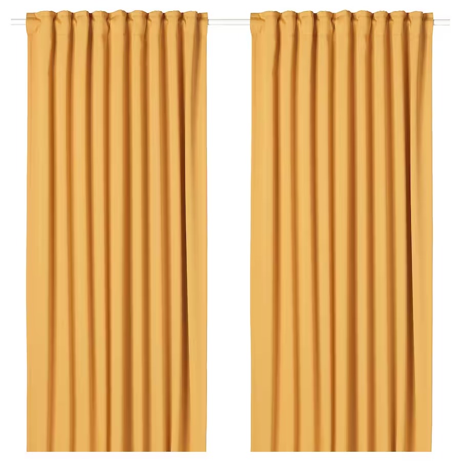 цена Затемняющие шторы Ikea Majgull, 2 шт., 145x250 см, желтый