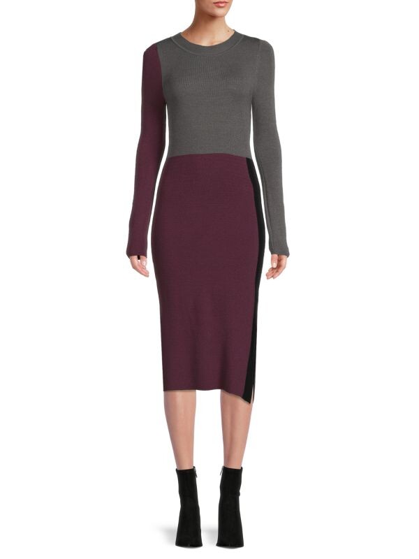 

Платье-свитер BCBGMAXAZRIA с цветными блоками, wine