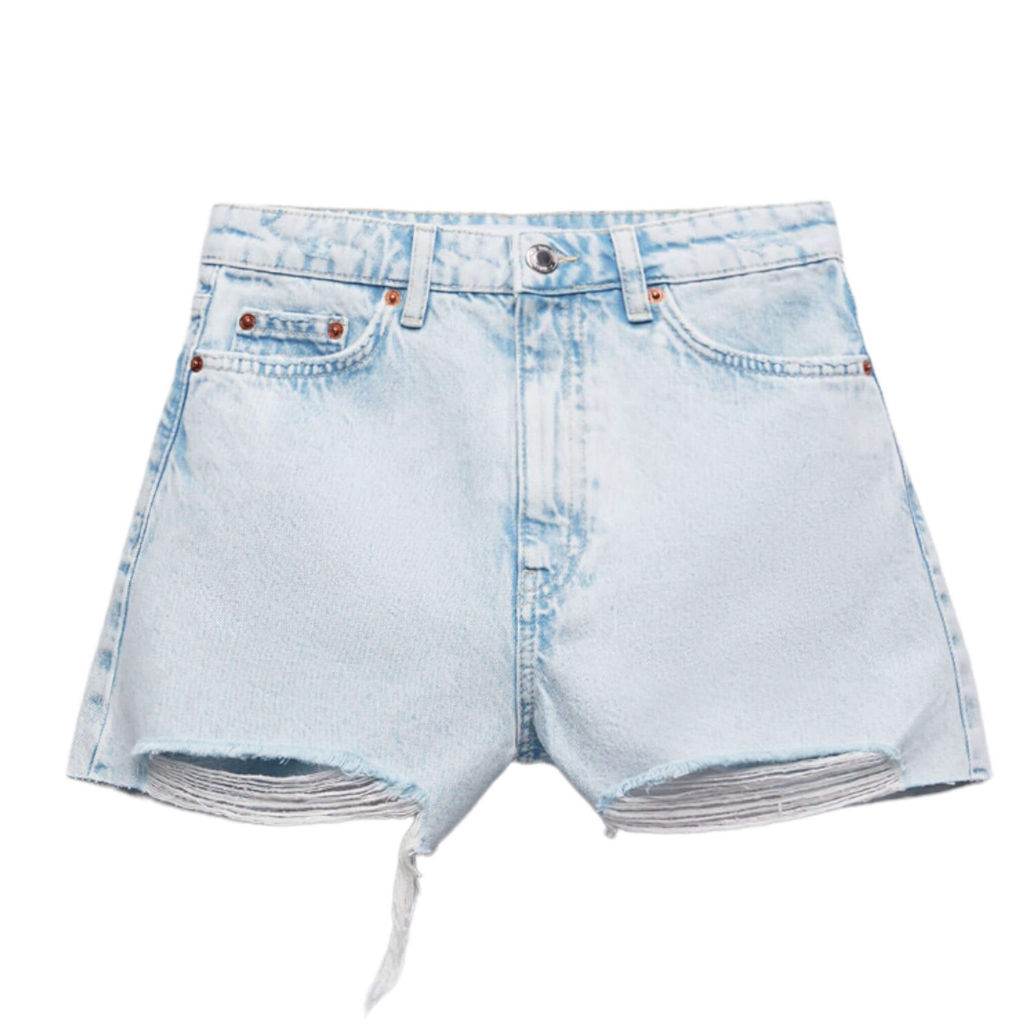 

Шорты Zara High-rise Denim With Frayed Hems, голубой