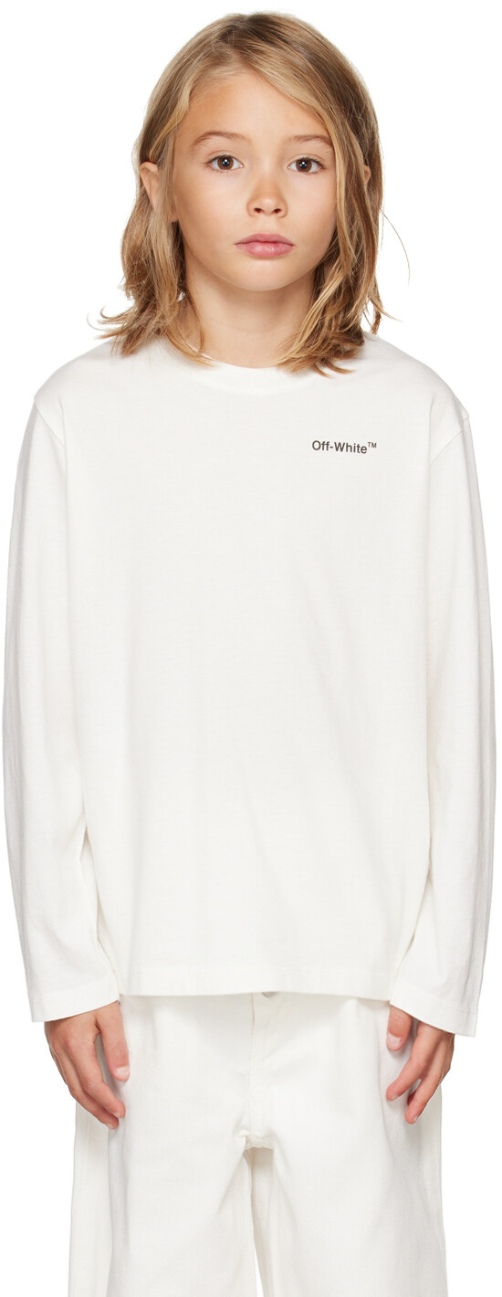 

Детская белая футболка с длинным рукавом Monster Arrow Off-White