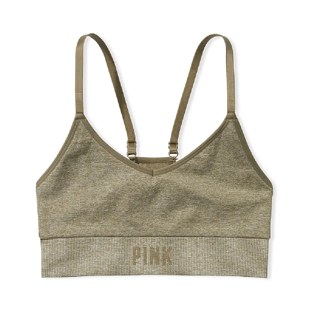 

Топ спортивный Victoria's Secret Pink Seamless Racerback, оливковый