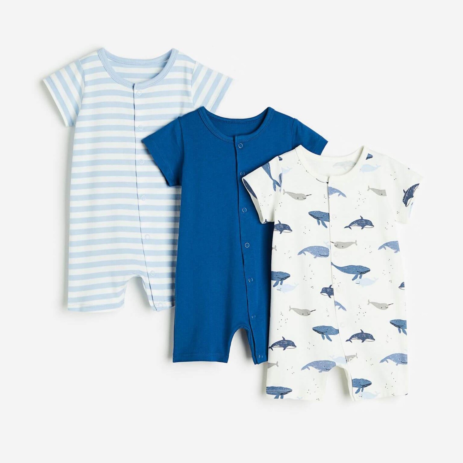 

Комплект детских пижам H&M Cotton, 3 предмета, синий/белый