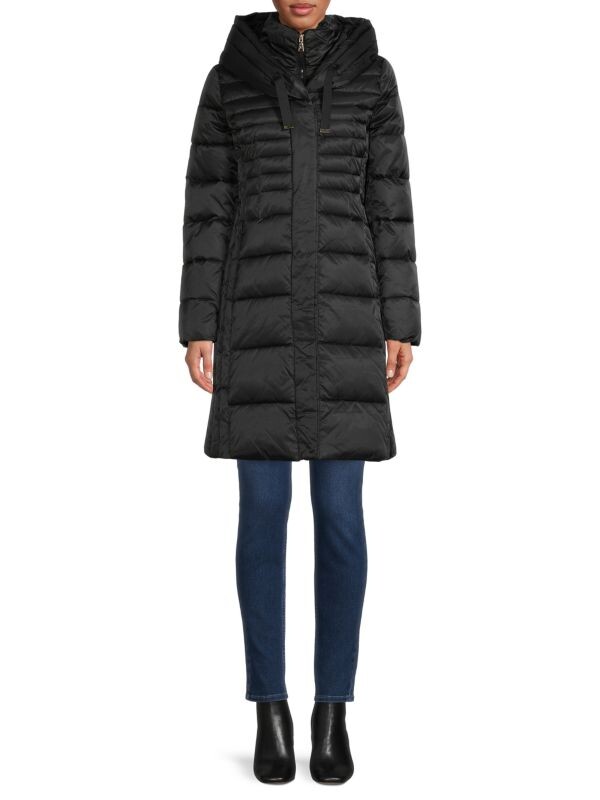 

Удлиненная дутая куртка casey с капюшоном Tahari Black, Черный