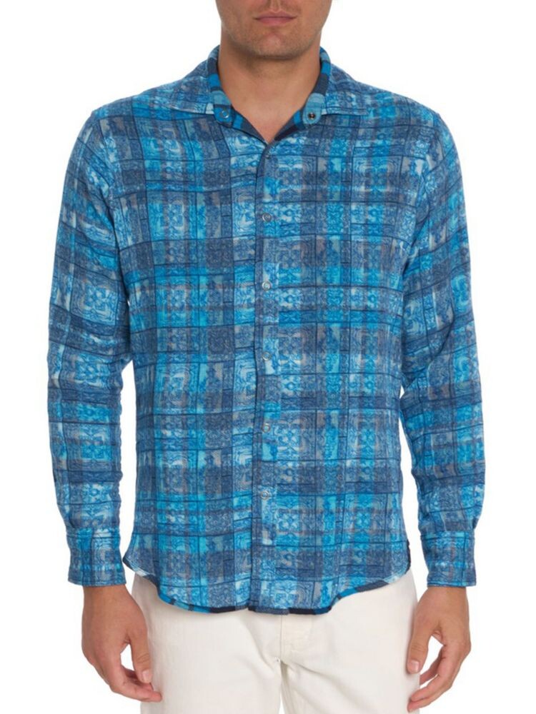 

Двусторонняя хлопковая рубашка Tremblay Robert Graham, синий