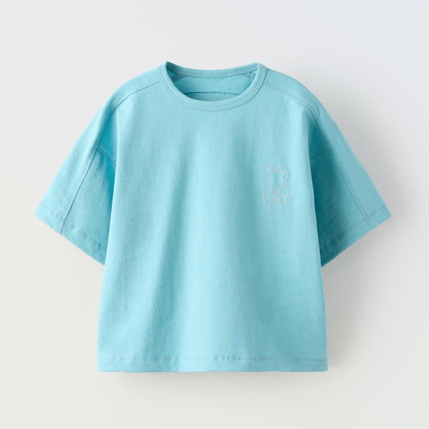 

Футболка Zara Embroidered, голубой, Синий