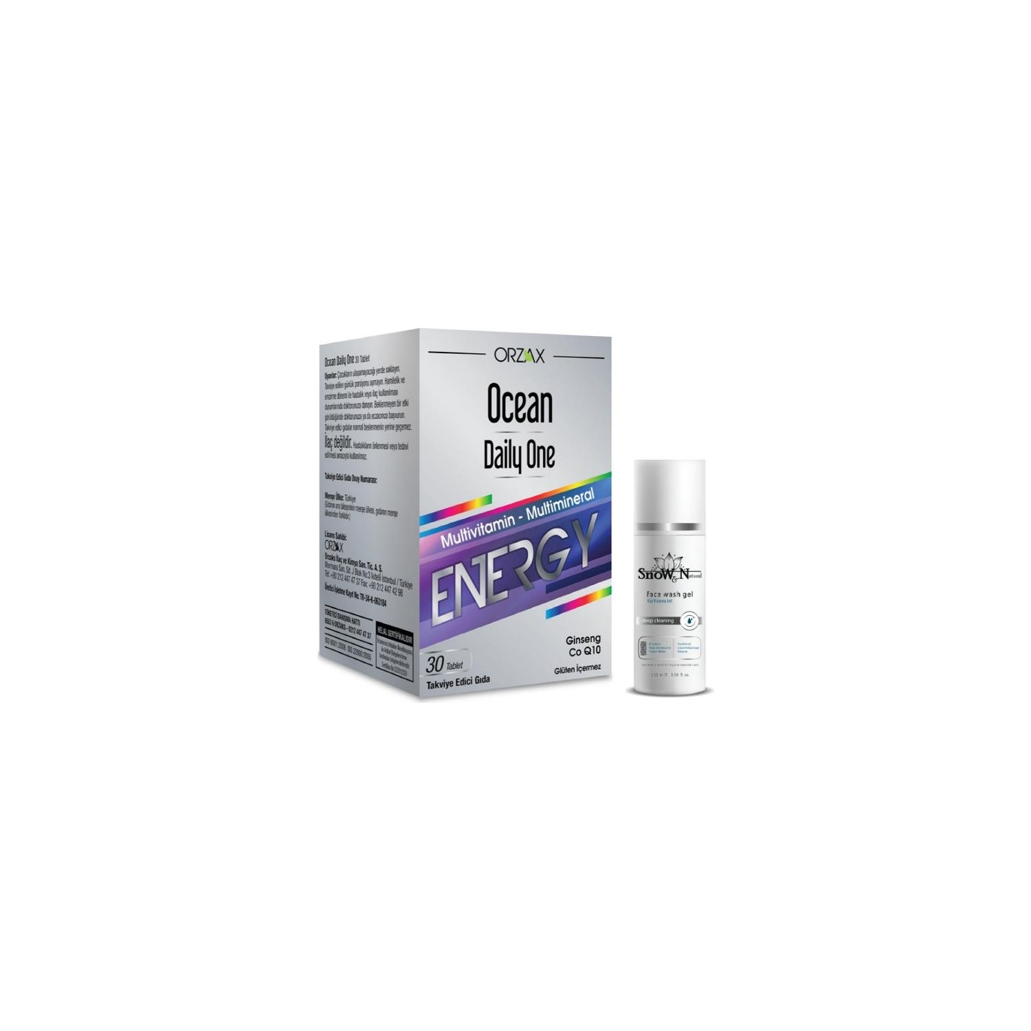 Пищевая добавка Orzax Daily One Energy, 30 таблеток + Гель для умывания лица, 100 мл super nutrition simplyone мультивитаминная добавка тройного действия для мужчин 30 таблеток