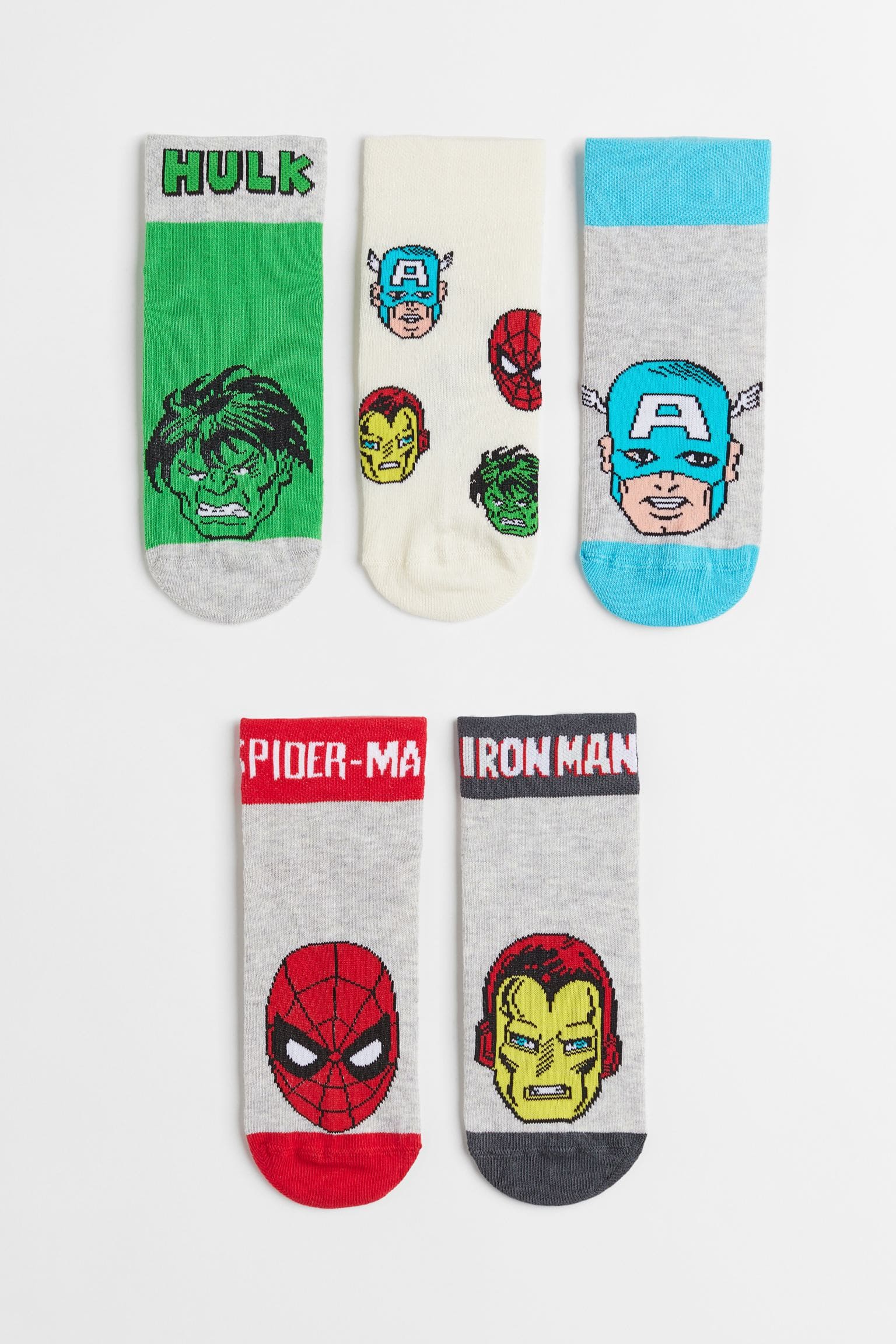 5 пар носков H&M с принтом Marvel Comics, кремовый