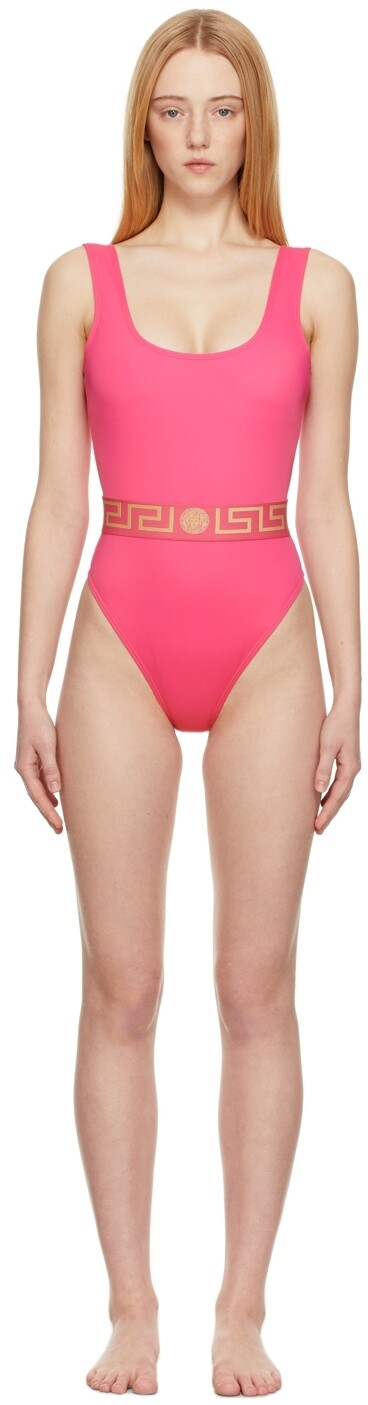 

Розовый цельный купальник Greca Versace Underwear
