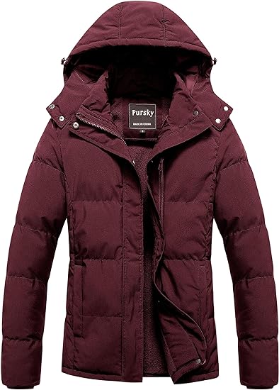 Куртка Pursky Women's Warm Winter Thicken Waterproof, бордовый
