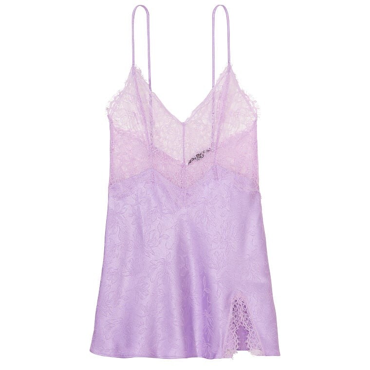 

Ночная рубашка Victoria's Secret Lace Top Satin Jacquard Slip, фиолетовый