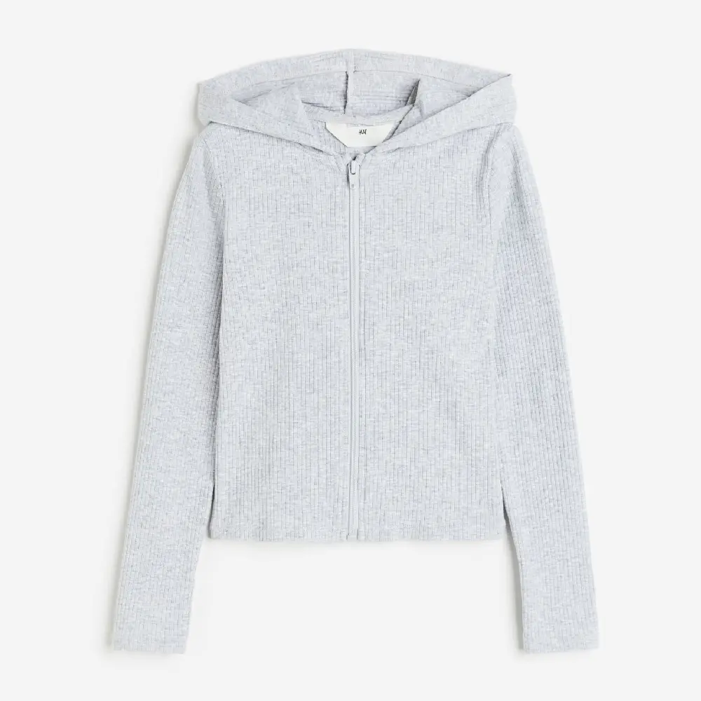 

Толстовка H&M Kids Ribbed Hooded, светло-серый