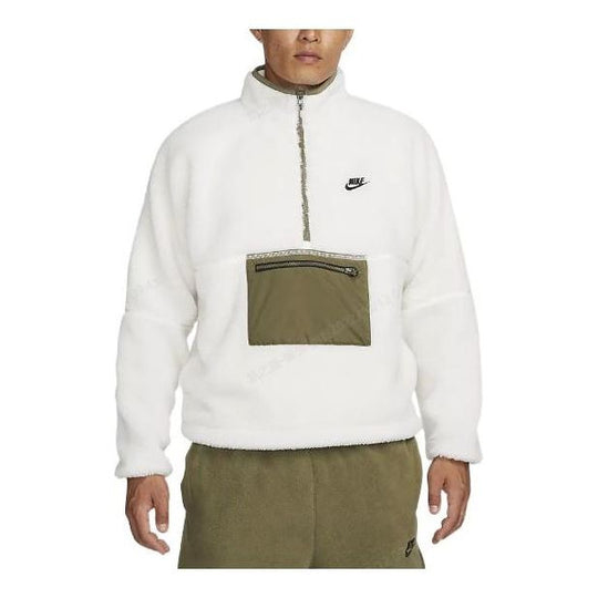 Худи Nike Club Winter half-zip fleece jacket 'White olive' DQ4881-133, белый худи human made half zip black черный