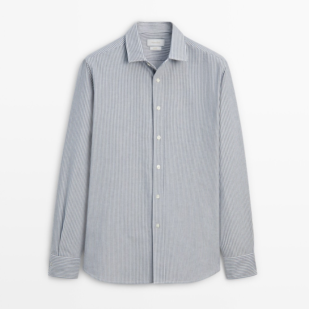 цена Рубашка Massimo Dutti Regular-fit Striped Oxford, синий