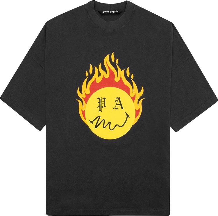 Футболка Palm Angels Burning Head Loose Tee 'Black/Yellow', черный - фото