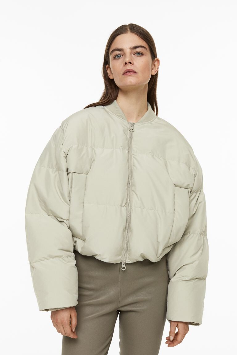 

Пуховик оверсайз H&M, светло-серый бежевый