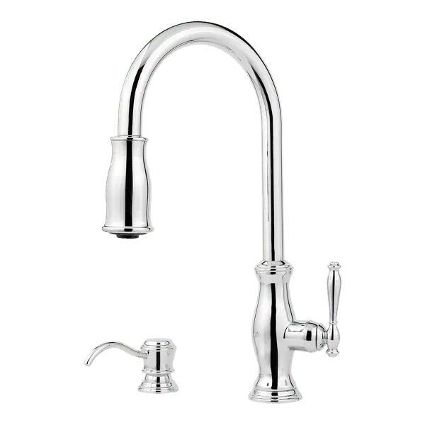 

Выдвижной кухонный смеситель Hanover с одной ручкой и дозатором мыла, polished chrome