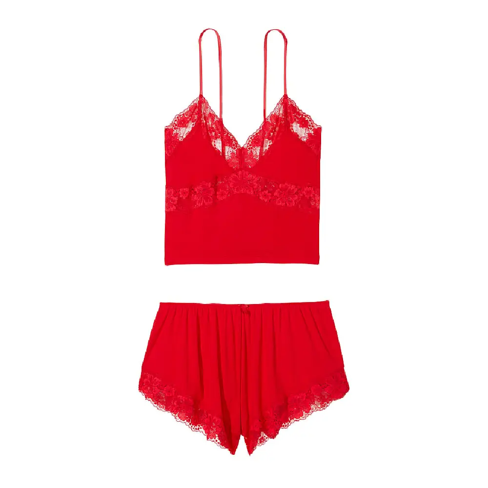 

Пижама Victoria's Secret Ribbed Modal & Lace Cami, красный