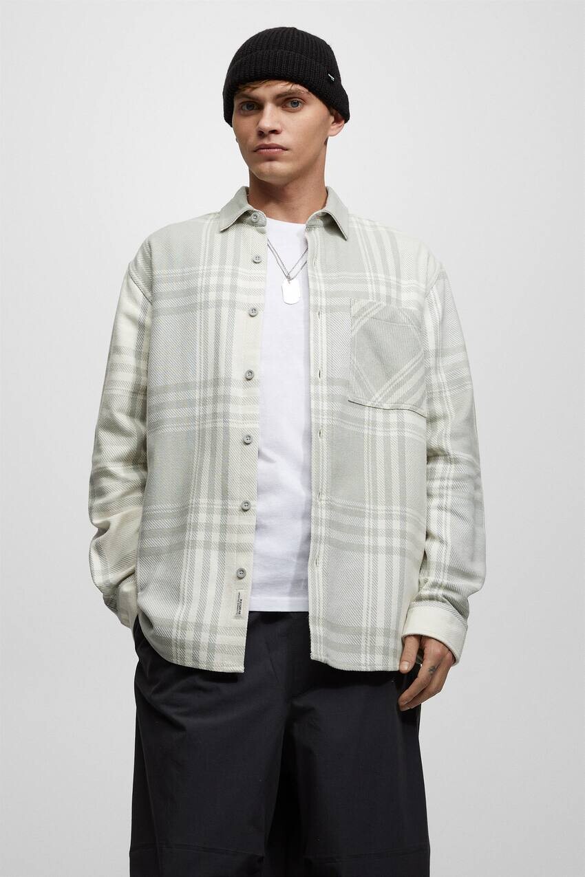 

Фланелевая рубашка в клетку Pull&Bear, серый