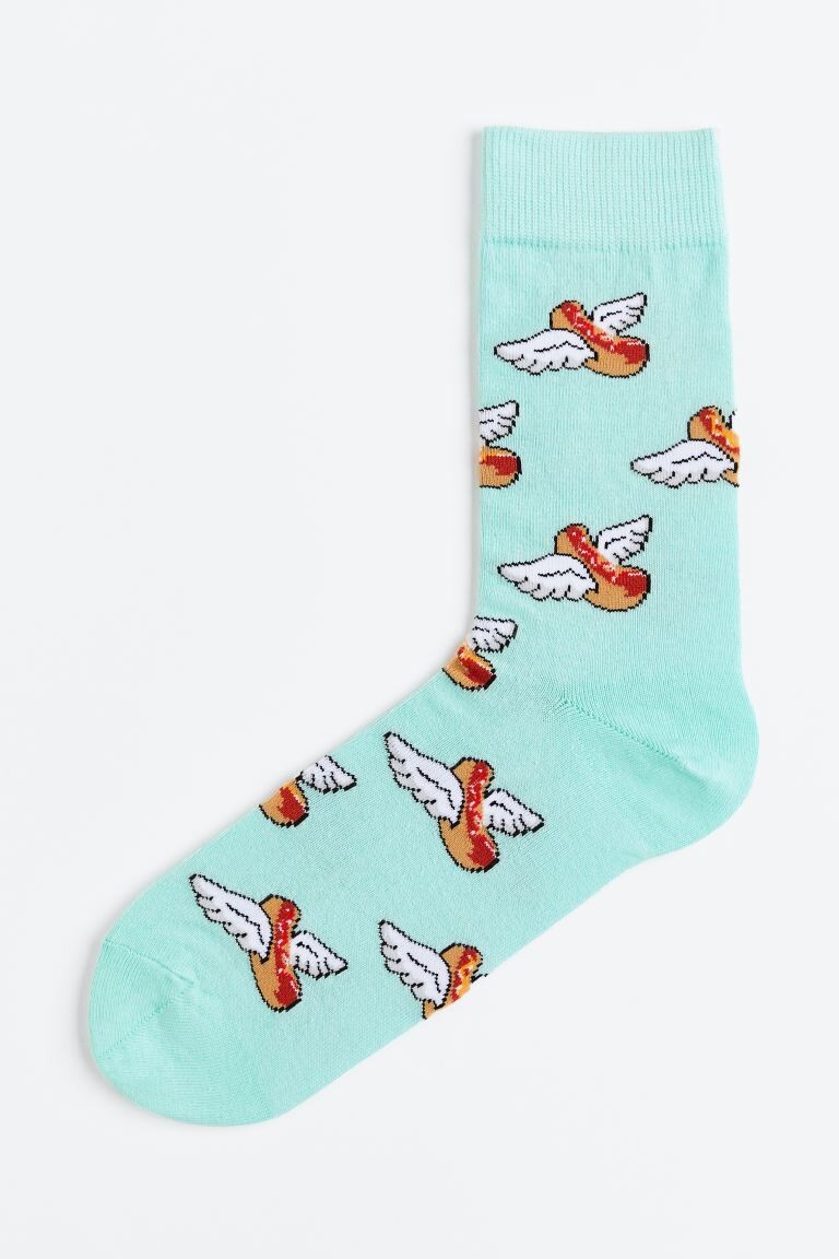 

Носки с рисунком H&M, светло-бирюзовый/хот-доги