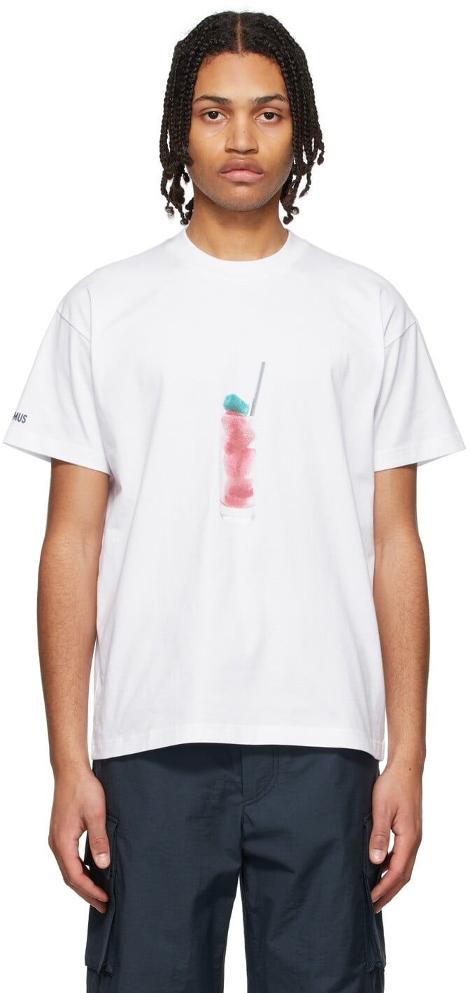 

Эксклюзивная белая футболка SSENSE 'Le T-Shirt Cocktail' Jacquemus