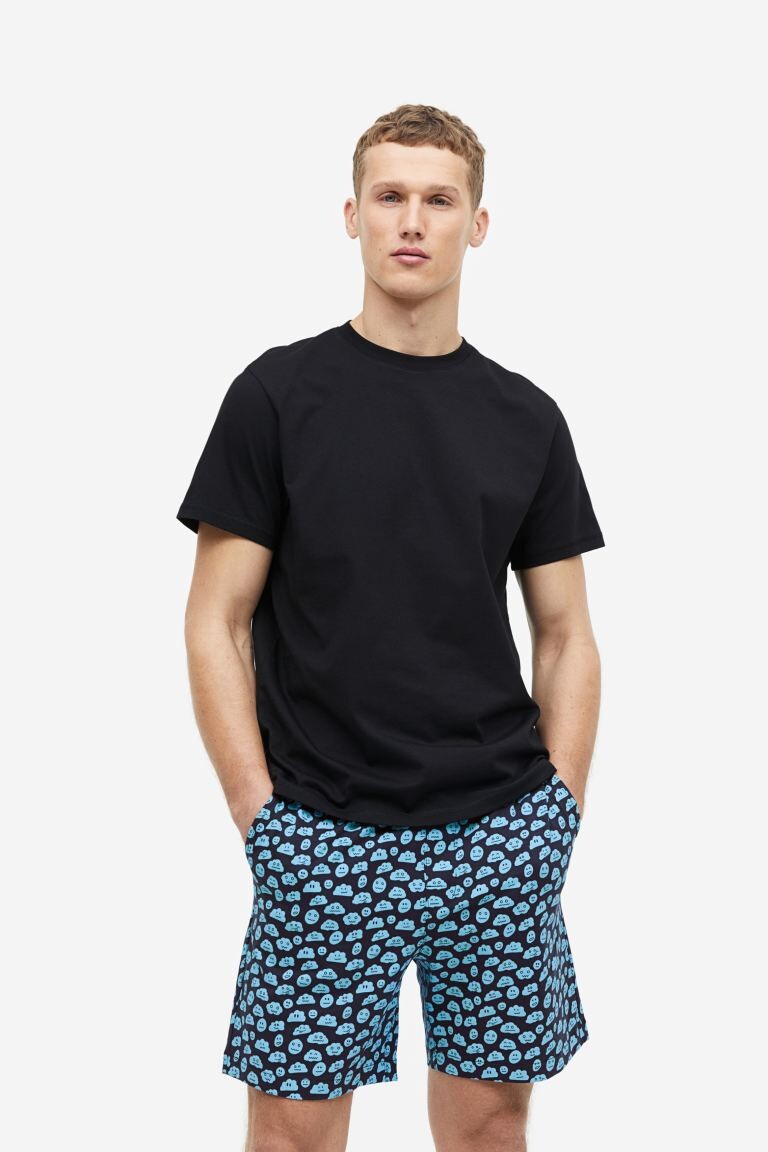 

Пижамные шорты стандартной посадки H&M, темно-синий/облака