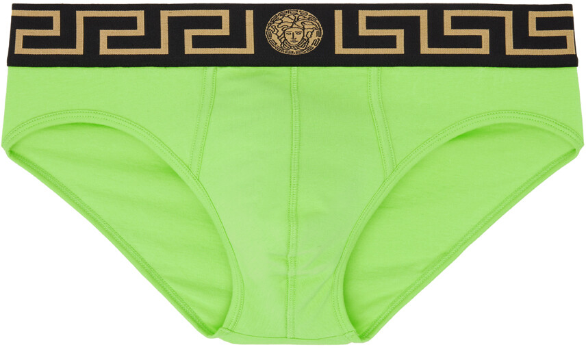 

Зеленые трусы с каймой Greca Versace Underwear