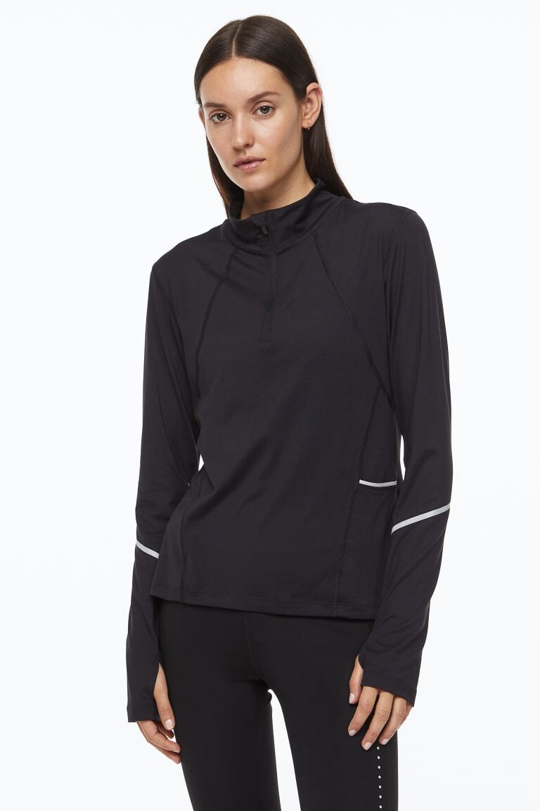 

Спортивный топ на молнии DryMove H&M, черный