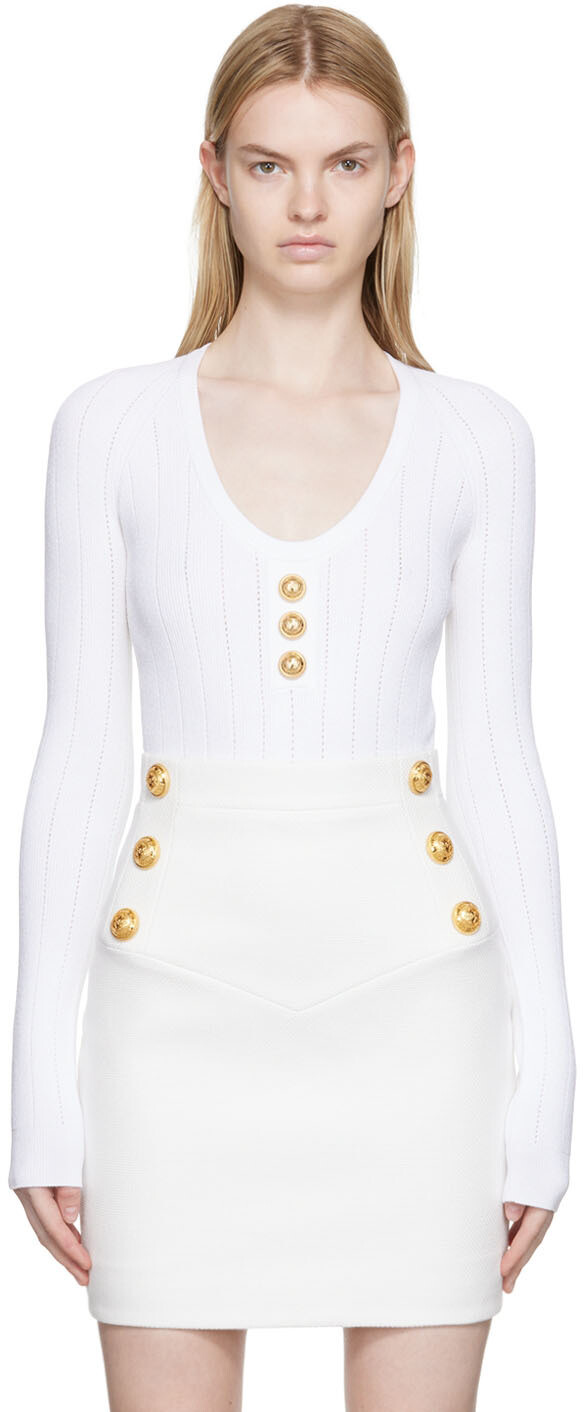 

Белое боди из вискозы Balmain