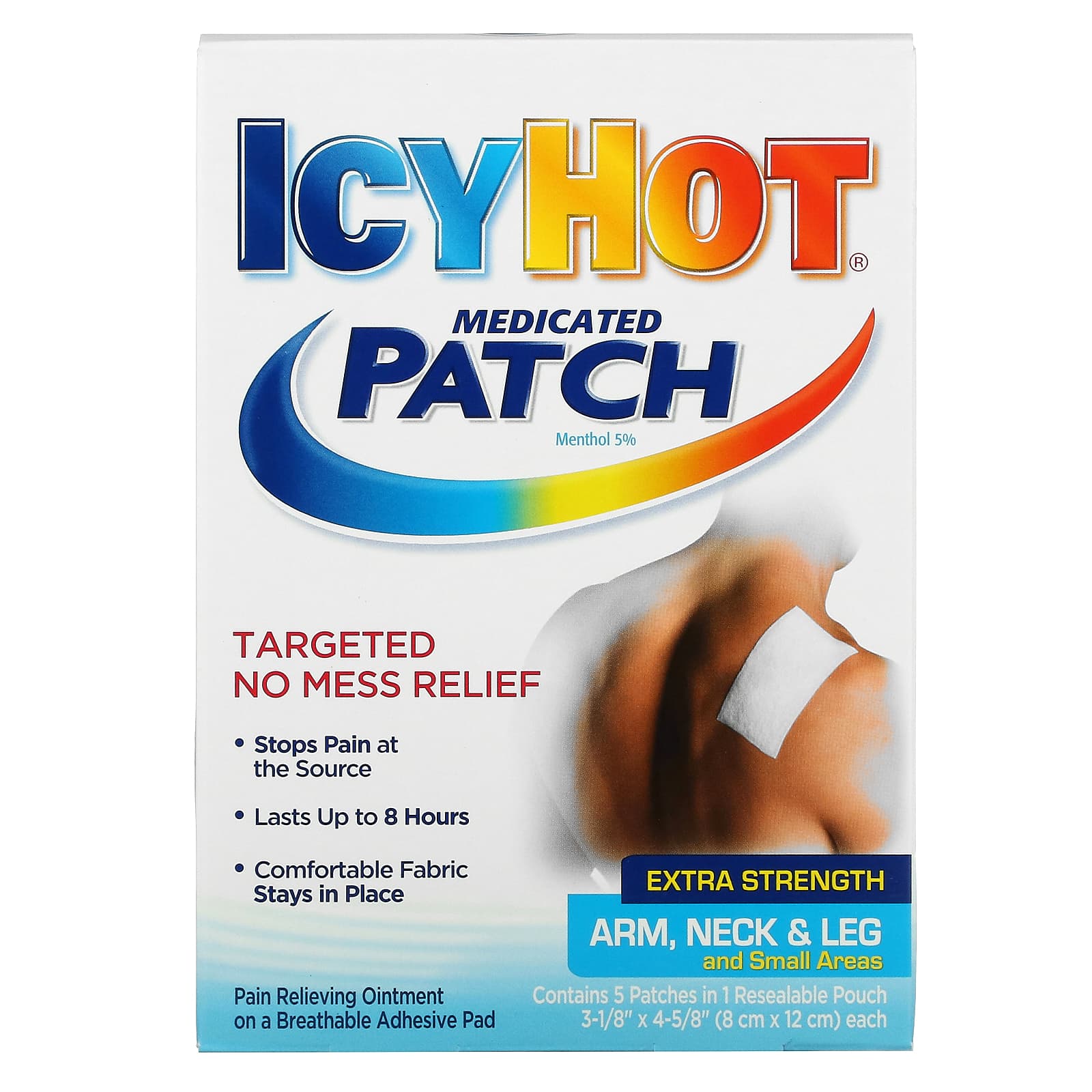 Лечебные Патчи Icy Hot повышенная сила, 5 патчей icy hot max обезболивающие с лидокаином 5 штук
