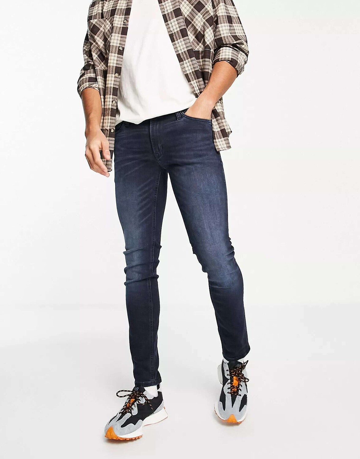 

Синие черные эластичные джинсы скинни Jack & Jones Intelligence Liam