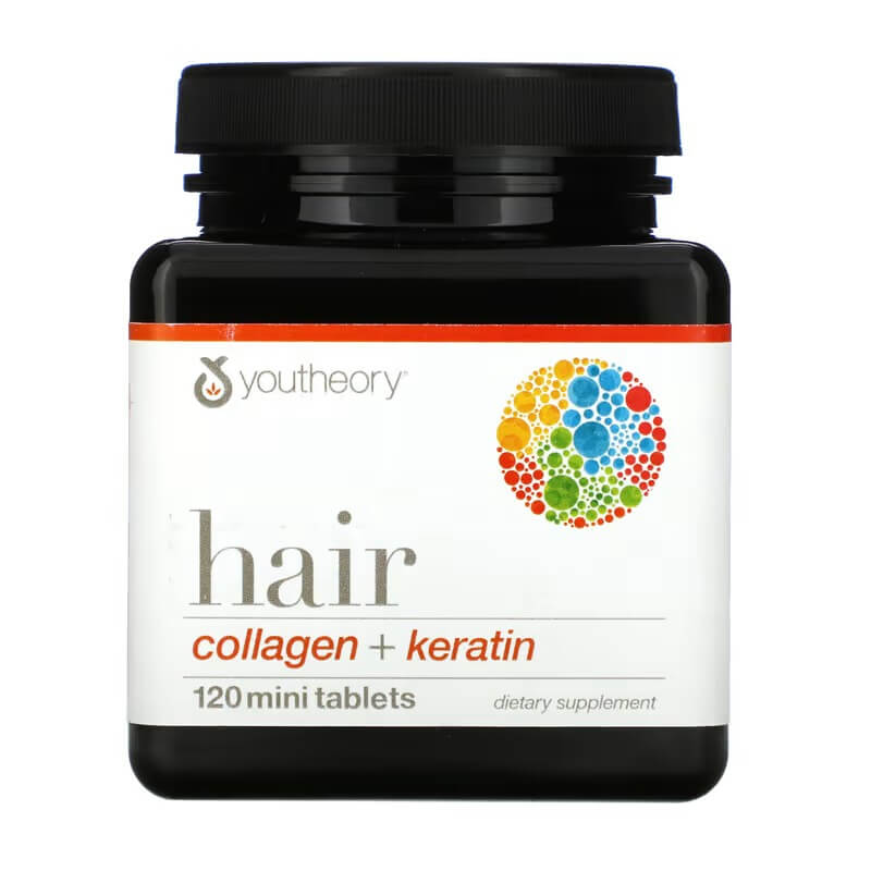 Коллаген и кератин для волос Youtheory, 120 таблеток